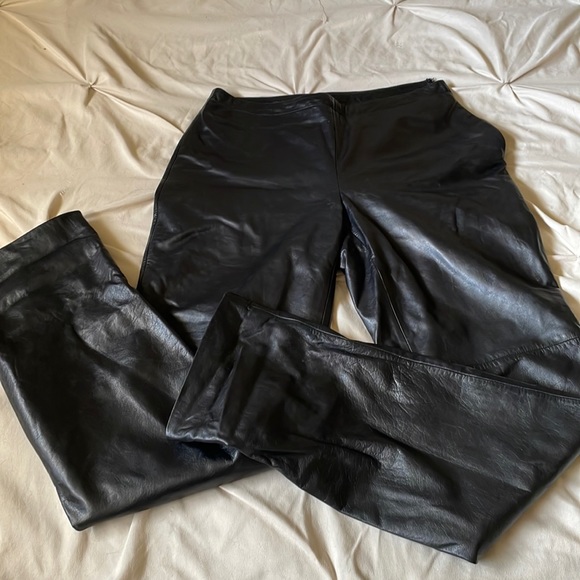 Ann Taylor Black Leather Pants - Picture 1 of 6